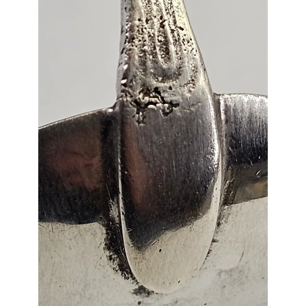 Rare Dutch Antique 1929 Pansy Sterling‎ Silver Cream Spoon with Hook Floral